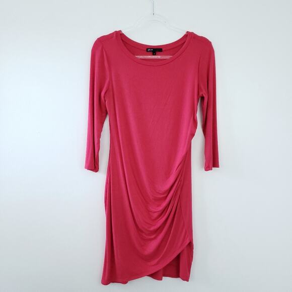 Gibson Red Dress Side Ruching Flattering Modal - Picture 2 of 7